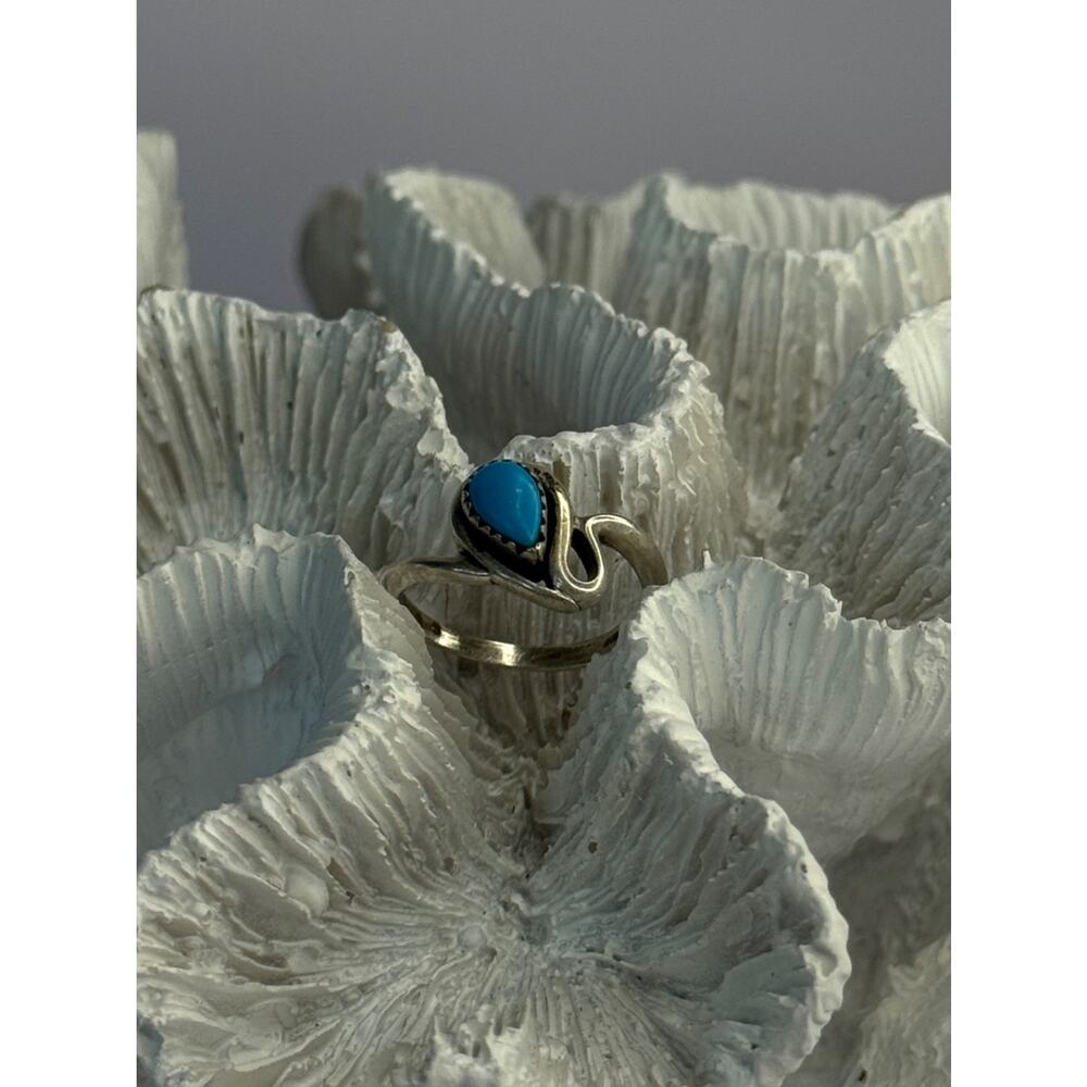 925 Sterling Silver Turquoise Ring Size 4 - Picture 4 of 6